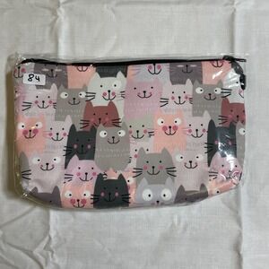 The Pouch Cosmetic Bag Small Multicolor NWT Cat Print‎ Zippered Travel Pouch